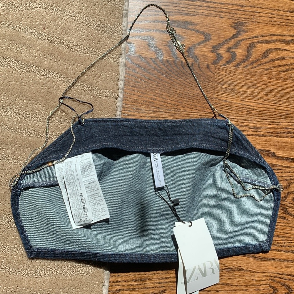 Zara Rhinestones Strap Crop Top - Picture 8 of 16